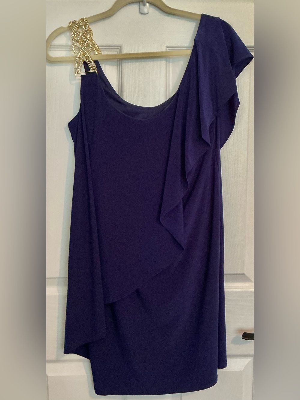 Royal Blue Layered Ruffle Dress with Bling